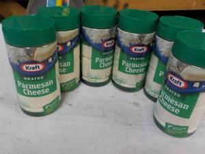 lot 308 image: 6 ct 8 oz Kraft Grated Pamesan Chee...