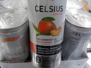 lot 311 image: 12 pack Celsius Non Carbonated Peac...