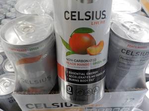 lot 313 image: 12 pack Celsius Non Carbonated Peac...