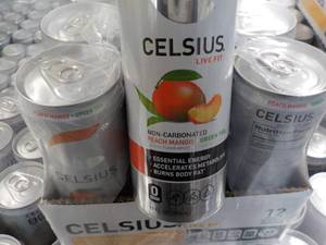 lot 315 image: 12 pack Celsius Non Carbonated Peac...
