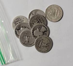 lot 31 image: 8 -  Quarter Dollars Silver From the 30s