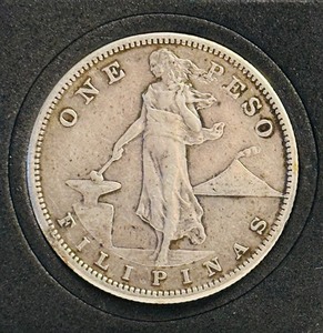 1909 S Philippines One-Peso Silver  Coin Mintage 7,578,000