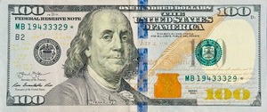 2013 United States $100 Federal Reserve GREEN STAR NOTE  Serial Number MB19433329
