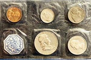 Uncirculated 1956 Philadelphia U.S. Mint Set  1956 United States Mint Proof Set in its Original Sealed Cello Packaging