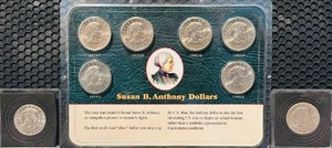 6-coin All-Mint Collection of Uncirculated Susan B. Anthony Dollars included coins  Philadelphia (P), Denver (D), and San Francisco (S) mints for both years. Susan B. Anthony Dollars (2). (8) Coins Total