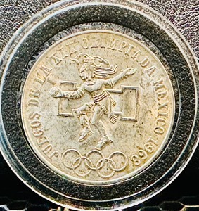 1968 Mexico 25 Pesos Silver Coin Commemorating the XIX Olympic Games held in Mexico City