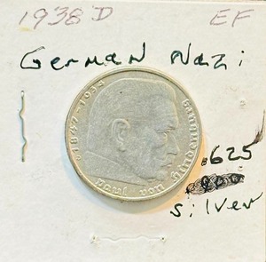 1847-1934DD German 2 Reichsmark Silver Coin Commemorating Paul von Hindenburg.
