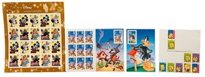 United States Postage Stamps from The Art of Disney Series  Sleeping Beauty and Mickey Mouse   Friendship (featuring Bambi and Pinocchio) and Celebration themes, generally issued with 37-cent denominations 