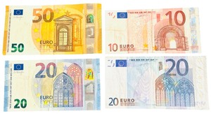 Euro Banknotes - Total 80 Euros  50 Euro Banknote  10 Euro Banknote  20 Euro Banknote