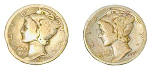 United States Mercury Dimes - 1924  1929