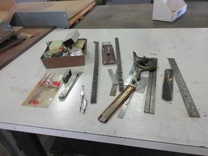 lot 260 image: VINTAGE METAL DRAFTING TOOLS, SLIDE RULES, SUPPLIES, ETC