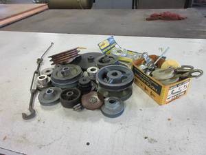 lot 265 image: ASSORTED PULLEYS AND A LONE TURNBUCKLE