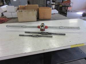 lot 449 image: TAP HANDLES AND PIPE THREADER