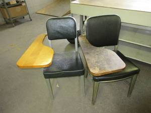 lot 525 image: VINTAGE TABLET ARM CHAIRS