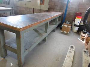 lot 286 image: LONG WOODEN WORK TABLE - CUSTOM MADE