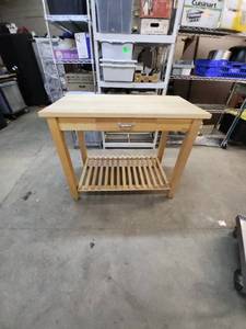 Wooden Kitchen Island table with Drawer and Shelf