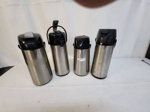 lot 29 image: Set of 4 Stainless Steel Airpots with Pump Dispensers