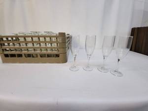 lot 64 image: Set of 28 Crystal-Style Stemware Glasses with Rack