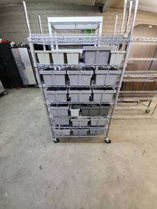 lot 70 image: Heavy-Duty Steel Wire Shelving Unit with Storage Bins