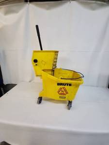 lot 99 image: Commercial Yellow Mop Bucket with Down Press Wringer