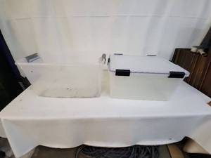 lot 101 image: Set of 2 Sterilite Storage Containers 70 Qt and 62 Qt