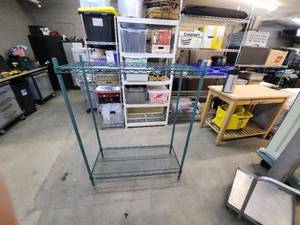 lot 129 image: Heavy-Duty Green Metal Wire Storage Rack