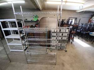 lot 130 image: Industrial Metal Wire Shelving Unit with Adjustable Racks