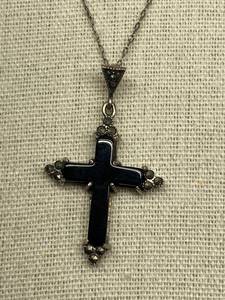 lot 9B image: Vintage Sterling Silver 925 Marcasite Cross Necklace