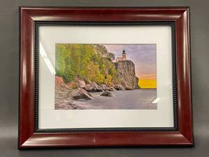 lot 12C image: Split Rock Framed Lighthouse Cliff Artist Signed Landscape Photo