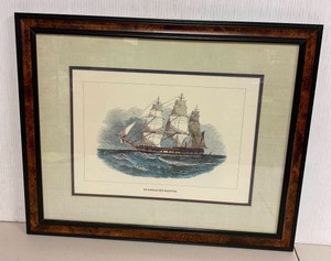 lot 14C image: Massachusetts Framed Maritime Ship Artwork Collectible