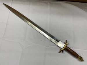 lot 15K image: Antique Style Sword with Brass Guard and Wood Handle