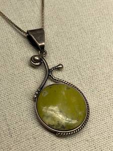 lot 17B image: Sterling Silver 925 Necklace with Yellow Gemstone Pendant