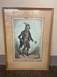lot 17C image: Antique William Heath English Framed Gin Caricature Print