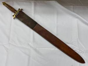 lot 18K image: Antique Style Sword with Leather Sheath 33.5 Long
