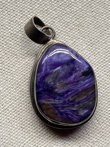 lot 21B image: Charoite Stone Pendant 925 Sterling Silver