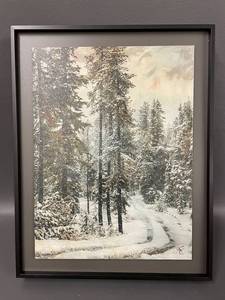 lot 21C image: Framed Winter Landscape Textured Artwork Signed Steve & Rita Lohr