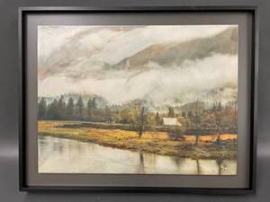 lot 22C image: Framed Landscape Textured Artwork Signed Steve & Rita Lohr