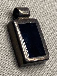 lot 27B image: Sterling Silver 925 Rectangular Black Onyx Stone Pendant