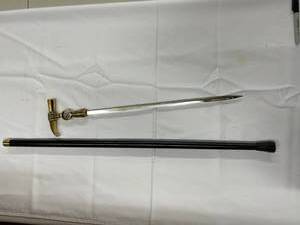 lot 28K image: Sword Cane with Brass Miners Union Hammer Handle