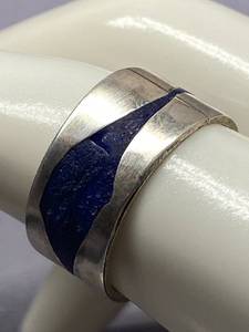 lot 29B image: Sterling Silver 925 Ring with Lapis Lazuli Inlay Design Size 7.5