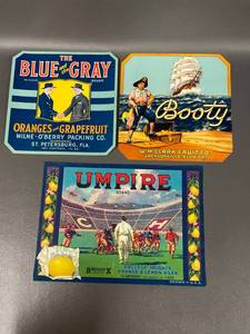 lot 30C image: Vintage Fruit Crate Label Collection