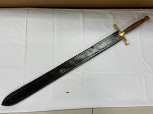 lot 30K image: Medieval Replica Sword with Scabbard, Brass Guard