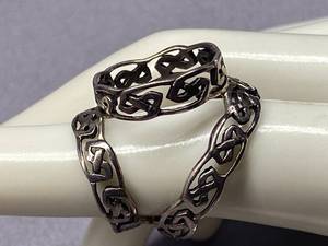 lot 32B image: Vintage Sterling Silver Unique 925 Celtic Knot Rings Pair Unique Design