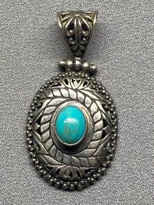 lot 34B image: Sterling Silver Turquoise Pendant .925