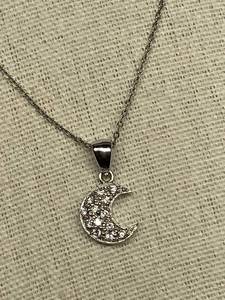 lot 35B image: Sterling Silver 925 Moon Pendant Necklace