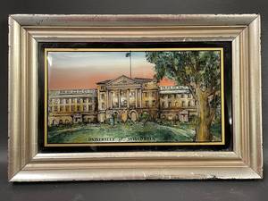 lot 35C image: Antique University of Wisconsin Bascom Hall Reverse Glass Painting