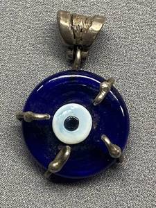 lot 41B image: Sterling Silver 925 Evil Eye Pendant Blue Glass