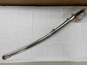 lot 41K image: Civil War Style Saber Metal Sword with Brass Hilt and Scabbard