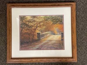 lot 45C image: Bridge In Autumn Artwork with Oak Frame