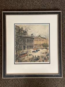 lot 46C image: Framed Josef Eidenberger Art Print with Cityscape Scene Signed